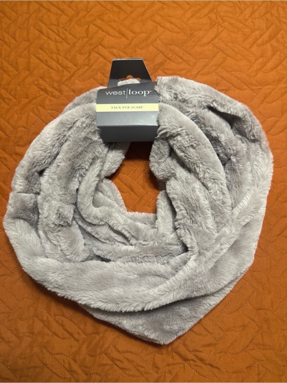 West LOOP Women's Faux Fur Infinity Scarf, Light Gray